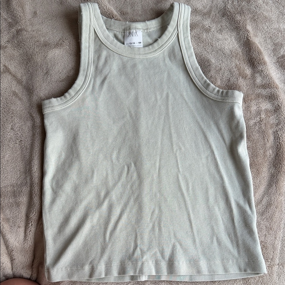 Zara Kids Ribbed Tank Top - Light Cream